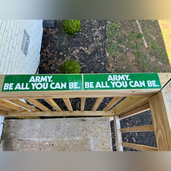 2 QTY of vintage Green ARMY. BE ALL YOU CAN BE. Bumper Stickers 14” x 3” - Picture 1 of 3